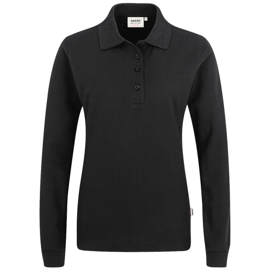 HAKRO Longsleeve Poloshirt Performance Damen #215 Gr. XS schwarz