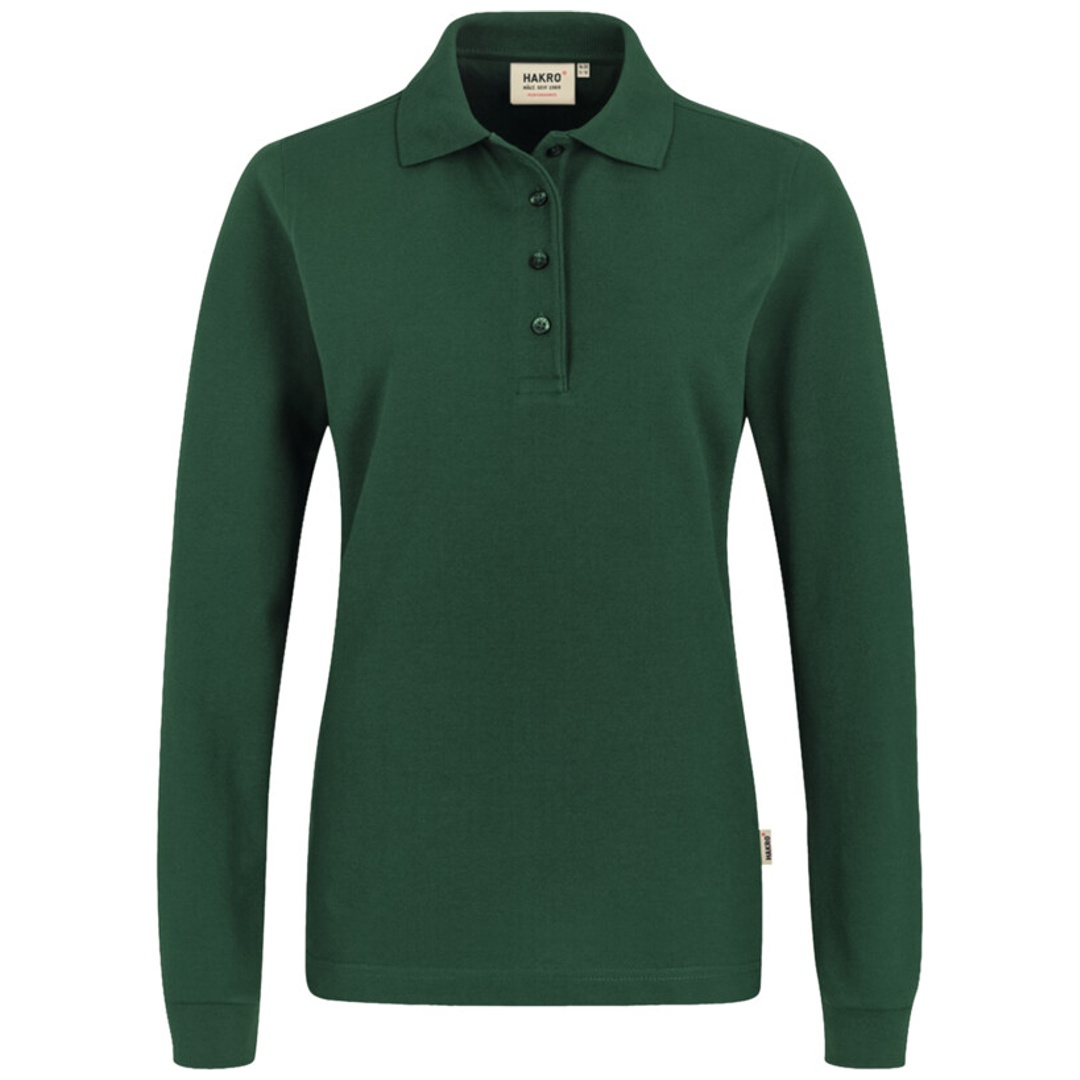 HAKRO Longsleeve Poloshirt Performance Damen #215 Gr. L tanne