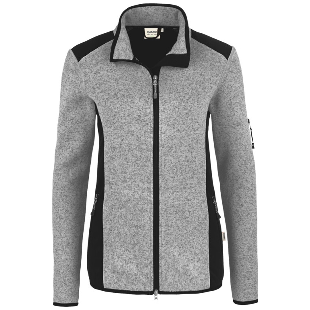 HAKRO Strickfleecejacke Damen #236 Gr. M grau-meliert