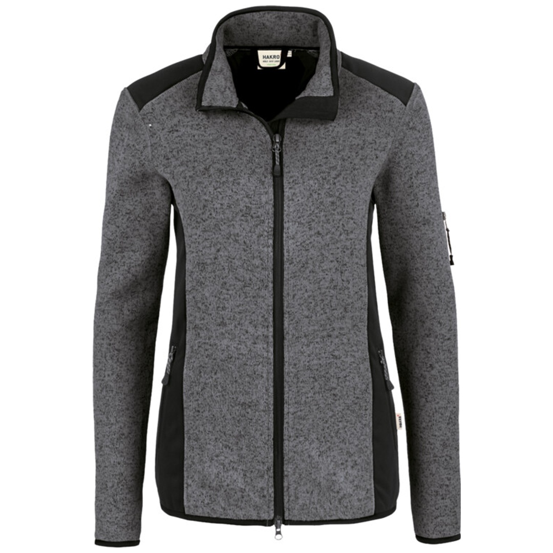 HAKRO Strickfleecejacke Damen #236 Gr. M anthrazit-meliert