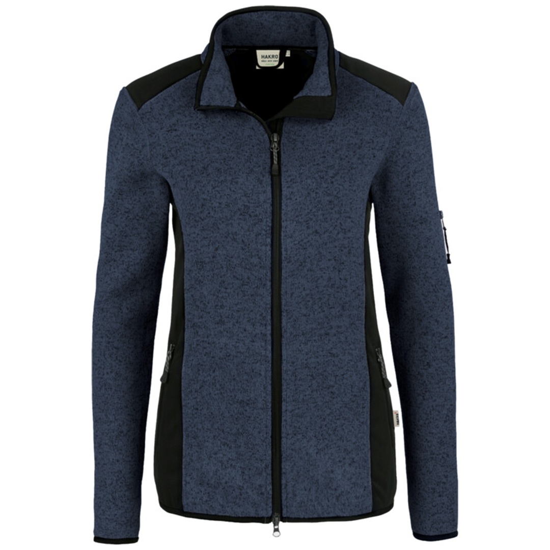 HAKRO Strickfleecejacke Damen #236 Gr. L marine-meliert