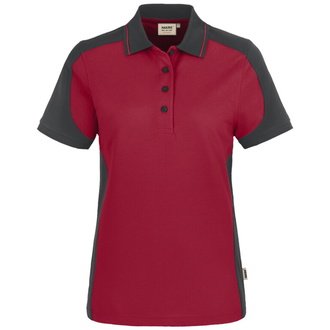 HAKRO Damen Poloshirt Contrast MIKRALINAR® #239 Regular Fit Gr. XS weinrot/anthrazit