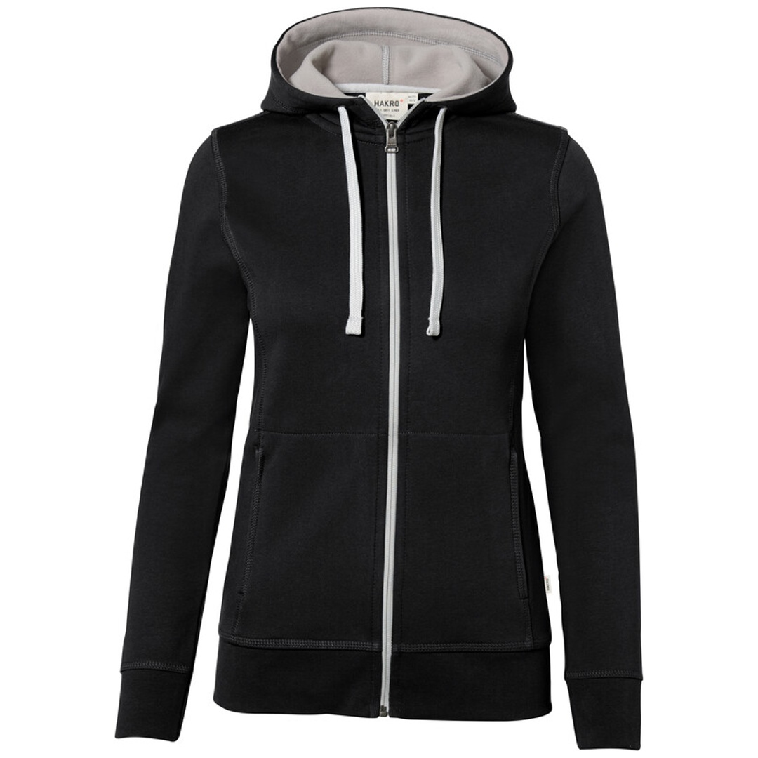 Hakro Damen Kapuzenjacke Bonded #255 Gr. XL schwarz/silber