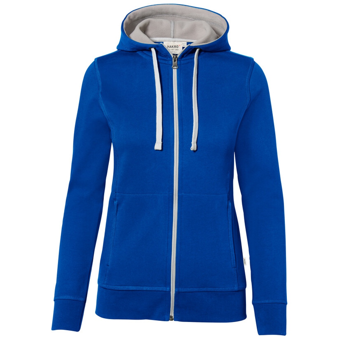 Hakro Damen Kapuzenjacke Bonded #255 Gr. L royalblau/silber