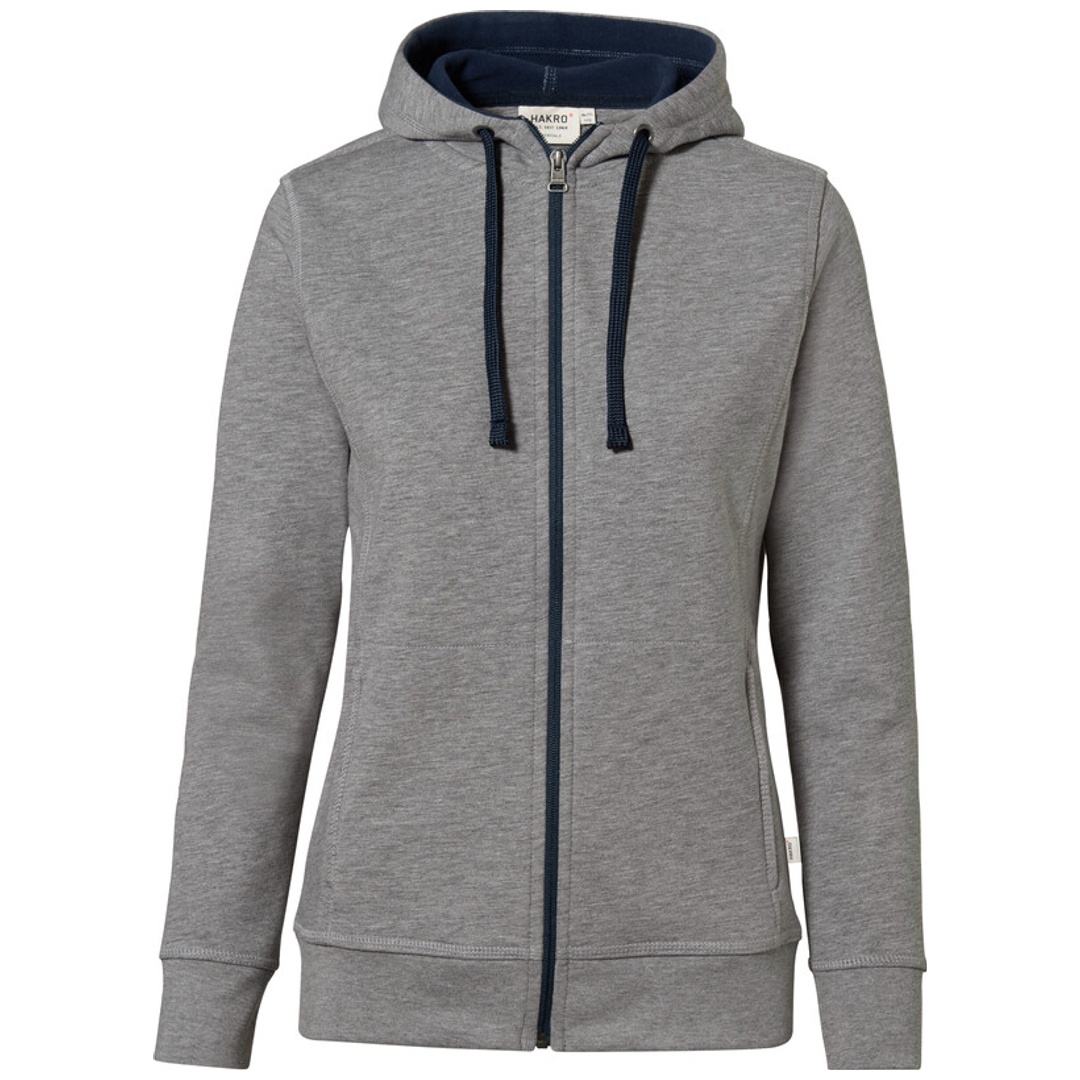 Hakro Damen Kapuzenjacke Bonded #255 Gr. M grau meliert/tinte