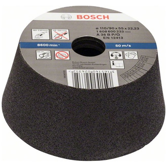 Bosch Schleiftopf, konisch-Metall/Guss 90 mm, 110 mm, 55 mm, 36