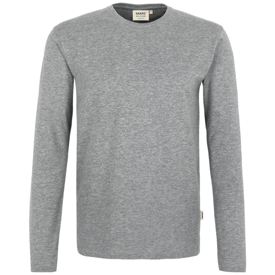 HAKRO Langarmshirt Heavy Herren #278 Gr. XL grau-meliert