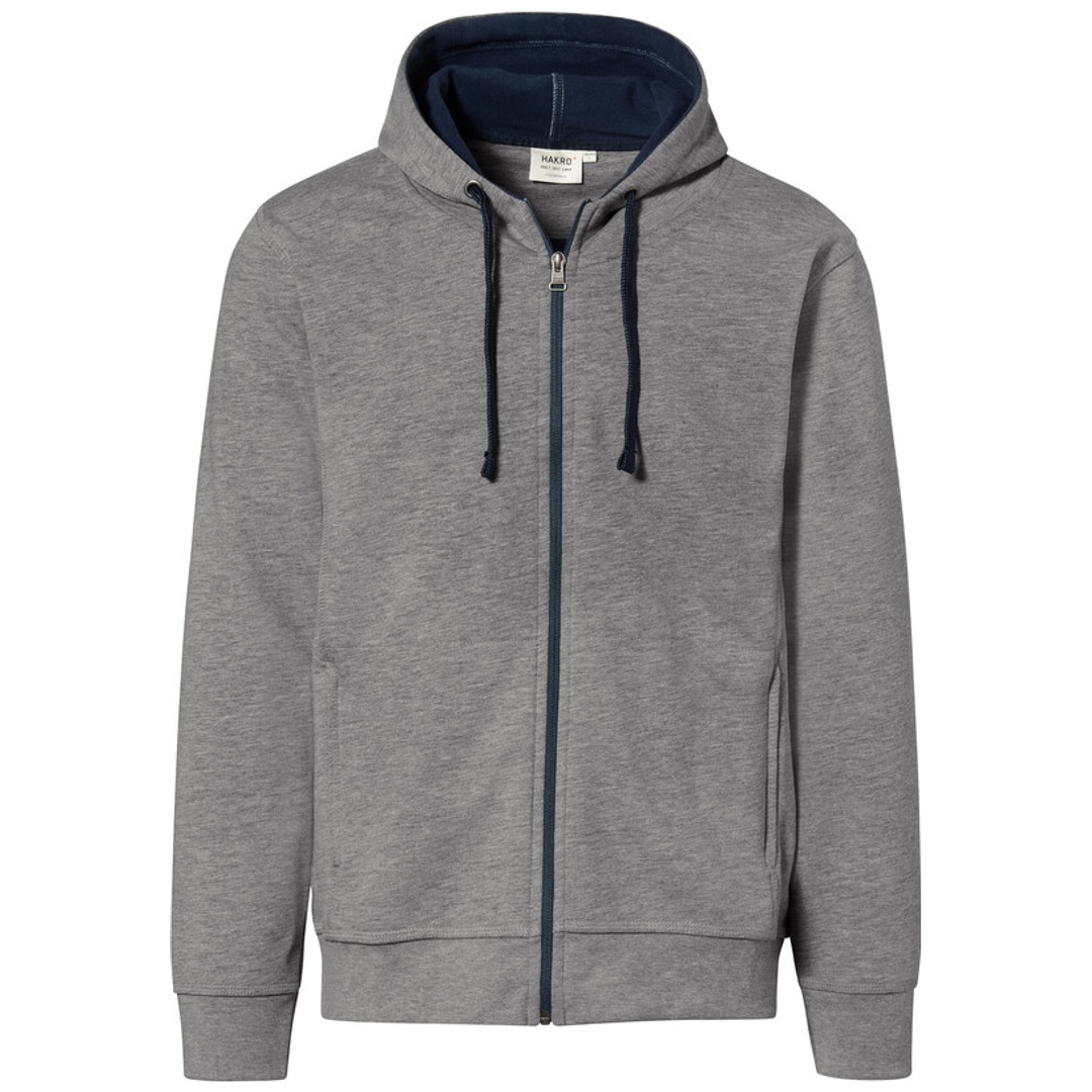 Hakro Herren Kapuzen-Jacke Bonded #455 Gr. XS grau-meliert