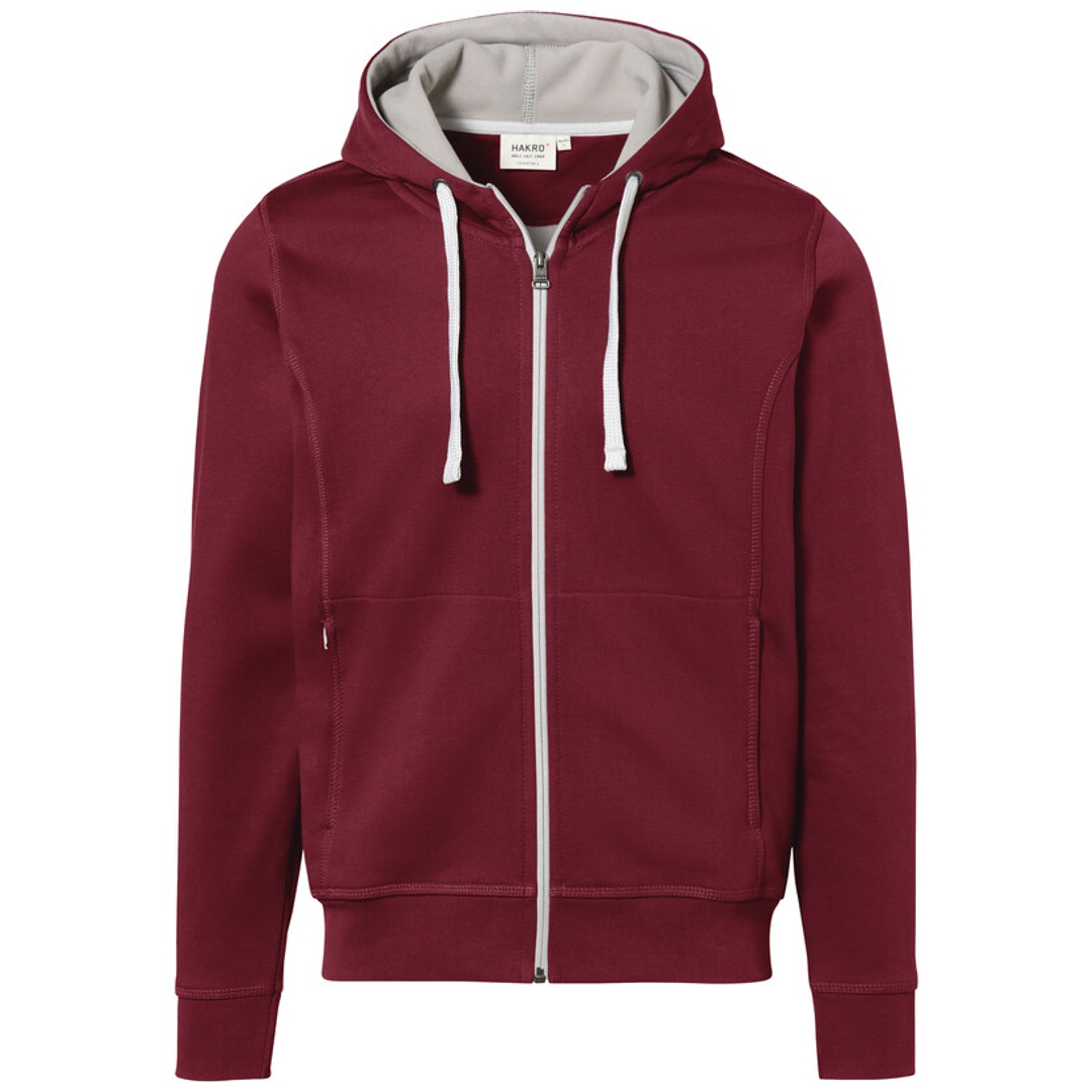 Hakro Herren Kapuzen-Jacke Bonded #455 Gr. 3XL weinrot/silber