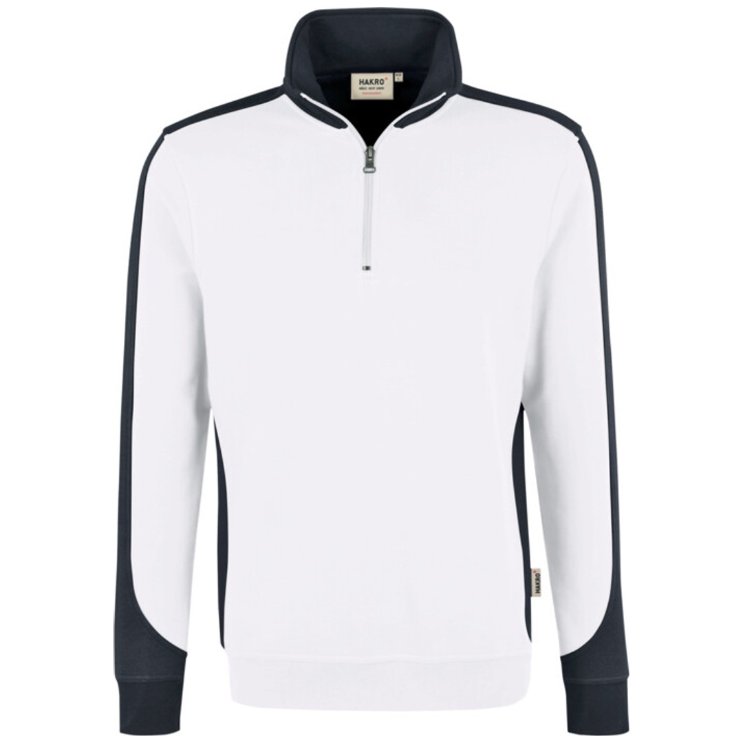 HAKRO Zip-Sweatshirt Contrast Performance #476 Gr. L weiß