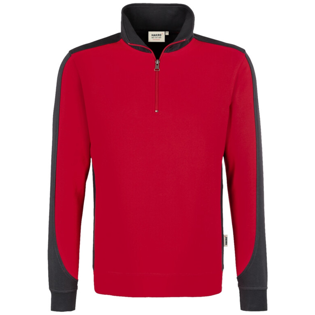 HAKRO Zip-Sweatshirt Contrast Performance #476 Gr. M rot