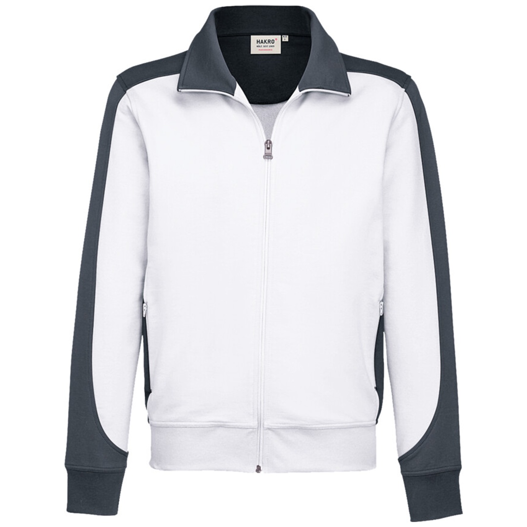 HAKRO Sweatjacke Contrast Performance #477 Gr. M weiß/anthrazit