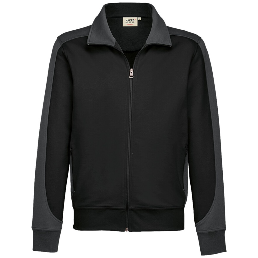 HAKRO Sweatjacke Contrast Performance #477 Gr. 4XL schwarz/grau