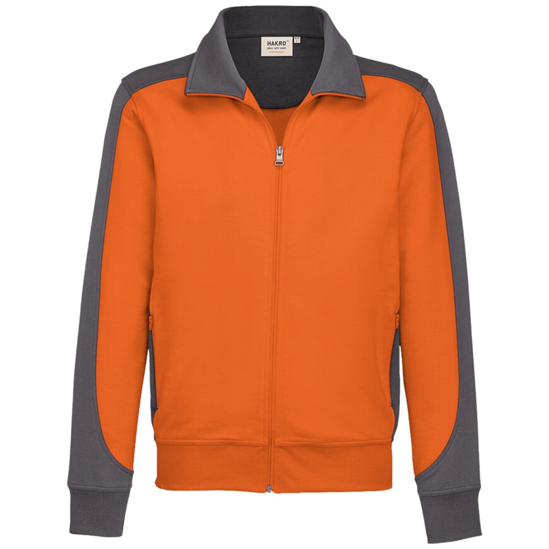 HAKRO Sweatjacke Contrast Performance #477 Gr. S orange/anthrazit