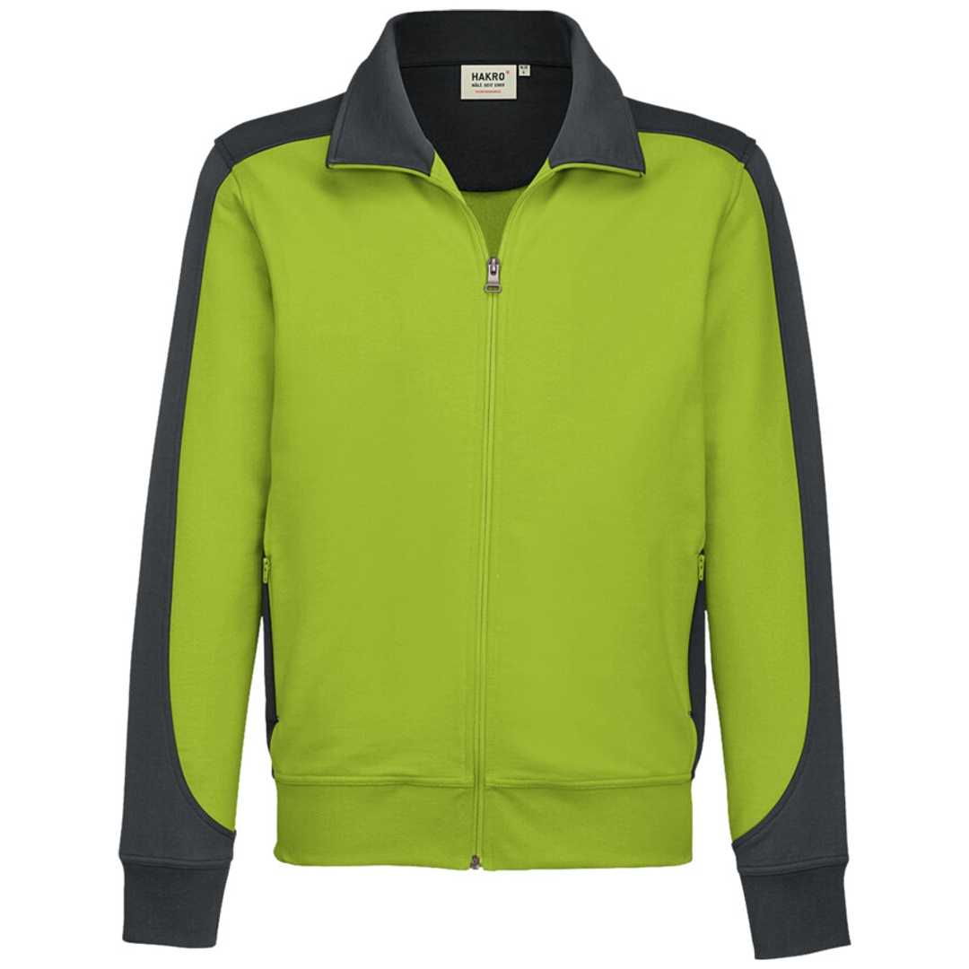 HAKRO Sweatjacke Contrast Performance #477 Gr. 2XS kiwi/anthrazit