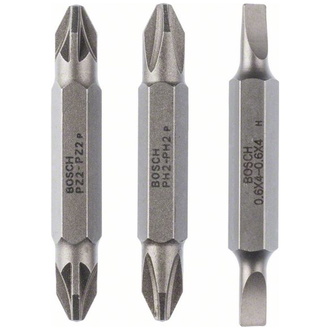 Bosch Doppelklingenbit-Set, 3-tlg., S0,6x4,0, S0,6x4,0, PH2, PH2, PZ2, PZ2, 45 mm