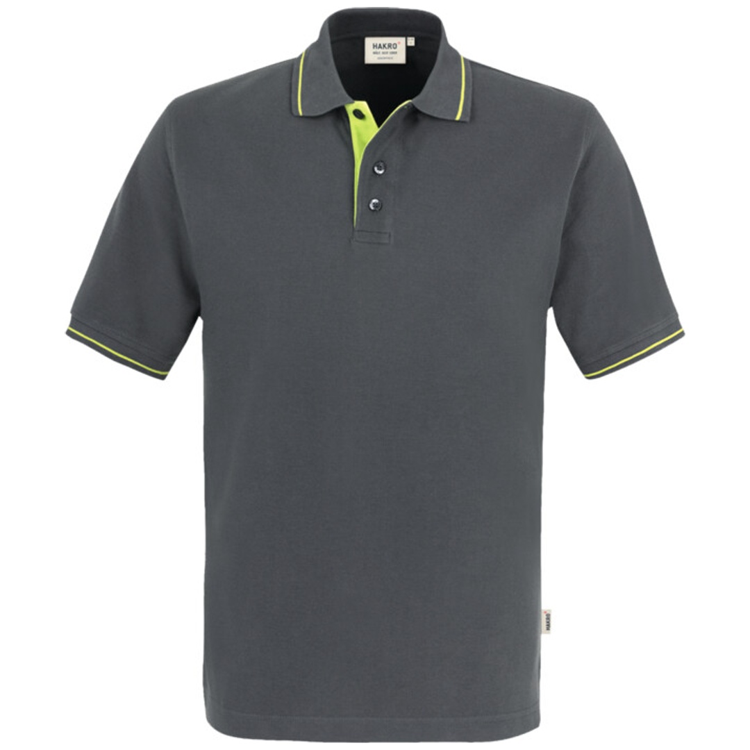 HAKRO Poloshirt Casual Herren #803 Gr. L anthrazit/kiwi
