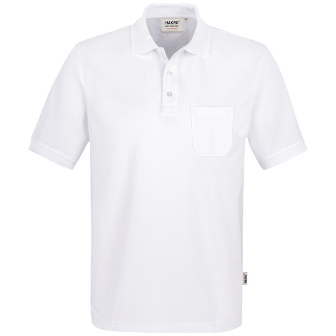 HAKRO Poloshirt Pocket Performance Herren #812 Gr. S weiß