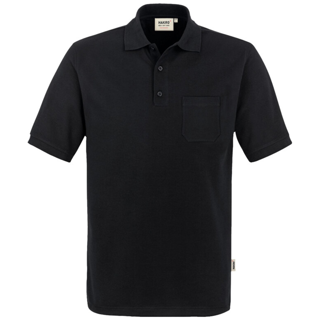 HAKRO Poloshirt Pocket Performance Herren #812 Gr. S schwarz