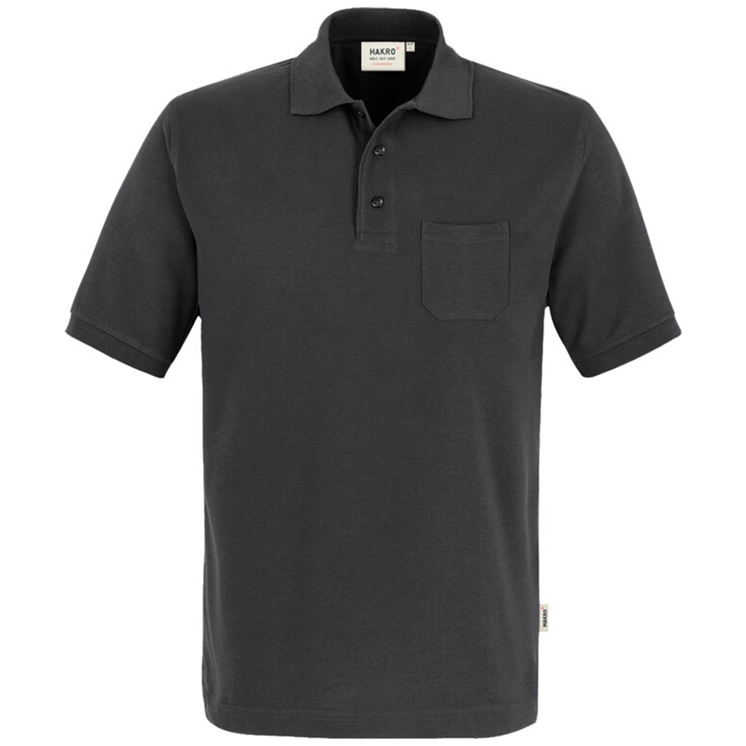 HAKRO Poloshirt Pocket Performance Herren #812 Gr. S karbongrau