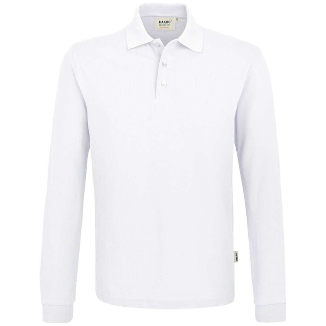 HAKRO Langarm Poloshirt Performance Herren #815 Gr. M weiß