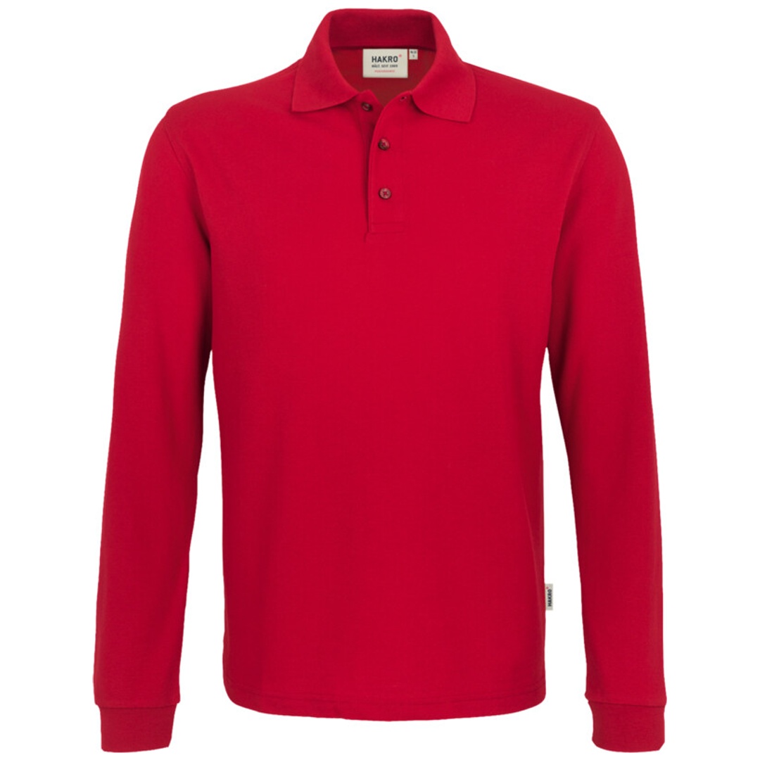 HAKRO Langarm Poloshirt Performance Herren #815 Gr. 5XL rot