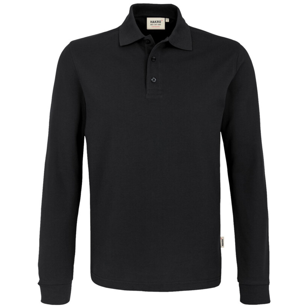 HAKRO Langarm Poloshirt Performance Herren #815 Gr. 2XL schwarz