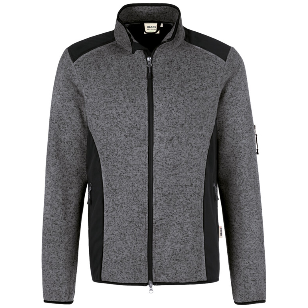 Hakro Herren Strickfleecejacke Dawson #836 Gr. XS anthrazit-meliert