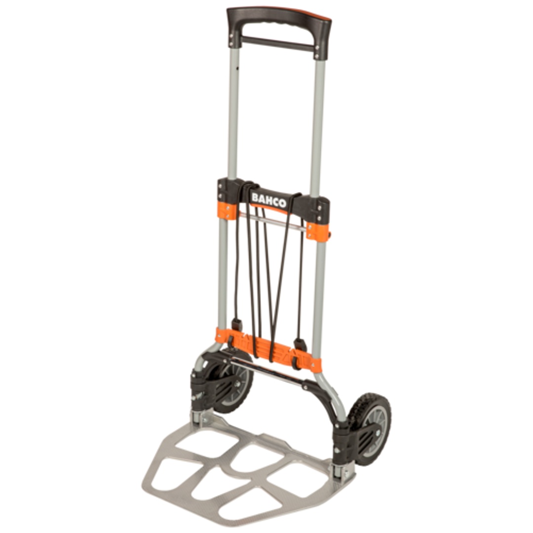 Bahco Klappbare Transportkarre mit Ablagen aus Aluminium, 497 mm x 520 mm x 1077 mm
