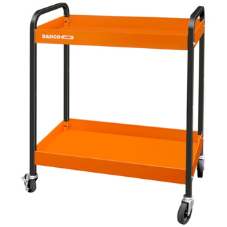 Bahco Rollwagen mit zwei Ablagen aus Aluminium, orange, 759 mm x 432 mm x 1025 mm