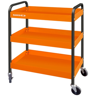 Bahco Rollwagen mit drei Ablagen aus Aluminium, orange, 759 mm x 432 mm x 1025 mm