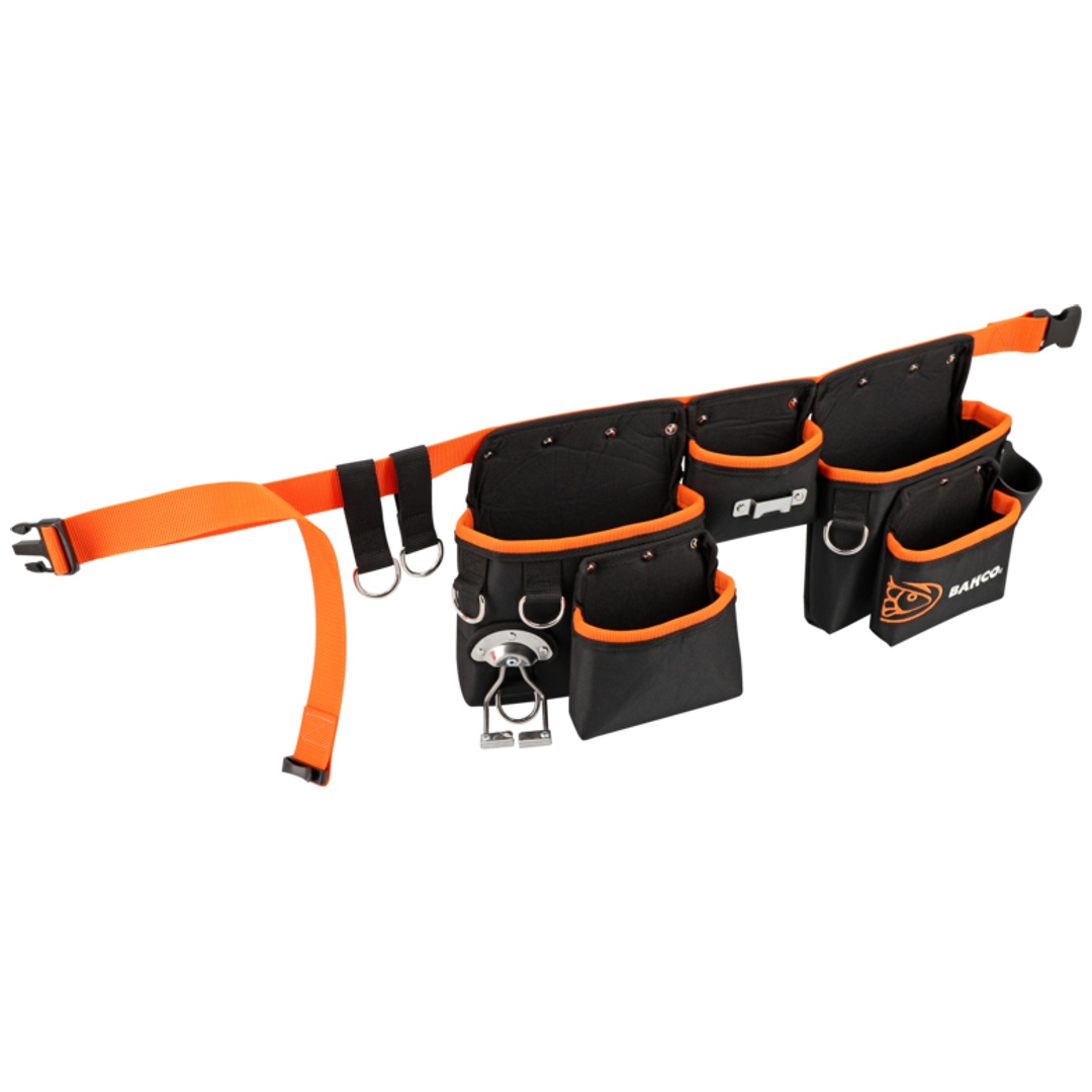 Bahco Werkzeuggürtel mit drei Taschen mit 4 Sicherungsringen zur Befestigung an Sicherungsleinen 100 mm x 280 mm x 630 mm