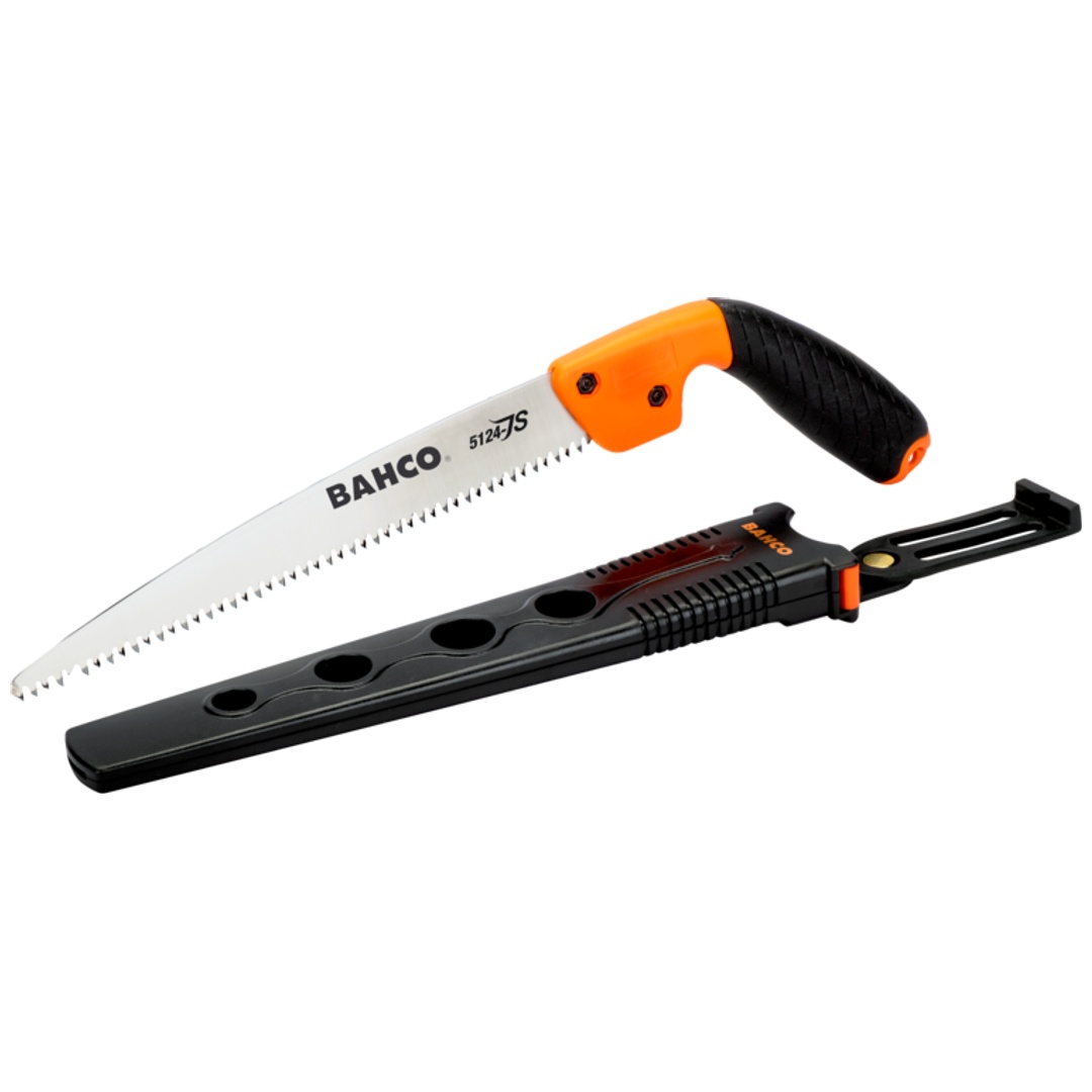 Bahco Astsäge mit 2-Komponenten-Griff und Holster zum Schneiden von frischem Holz, 5 ZpZ, 9 1/2