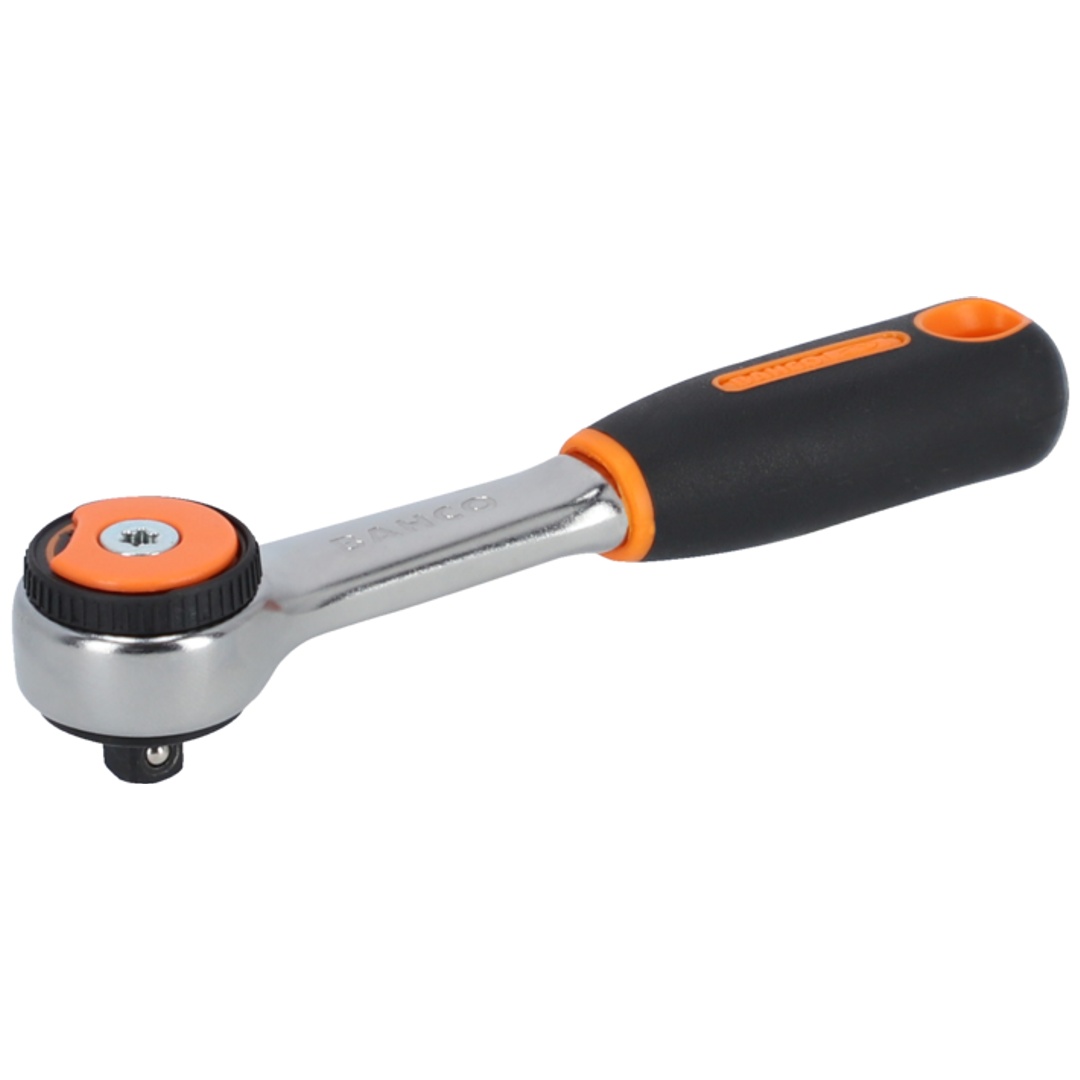 Bahco 1/4-Umschaltknarre mit rundem Knarrenkopf, 72 Zähnen und 5°-Rückschwenkwinkel, 120 mm - Einzelhandelsverpackung