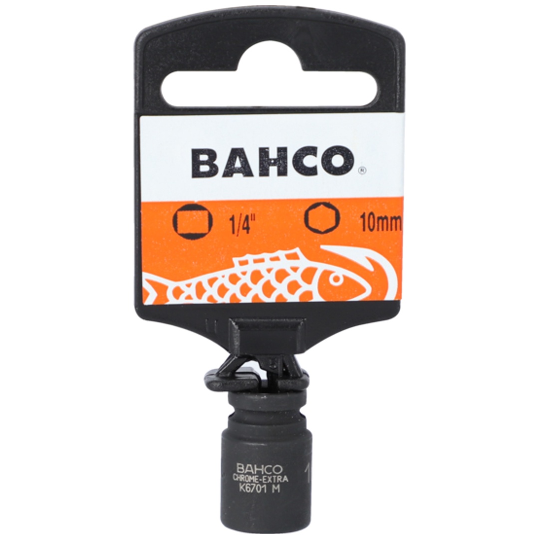 Bahco 8 mm - 1/4-Kraft-Steckschlüssel-Einsatz 8 mm, Vierkantantrieb, Sechskantprofil, metrisch, phosphatiert - Einzelhandelsverpackung