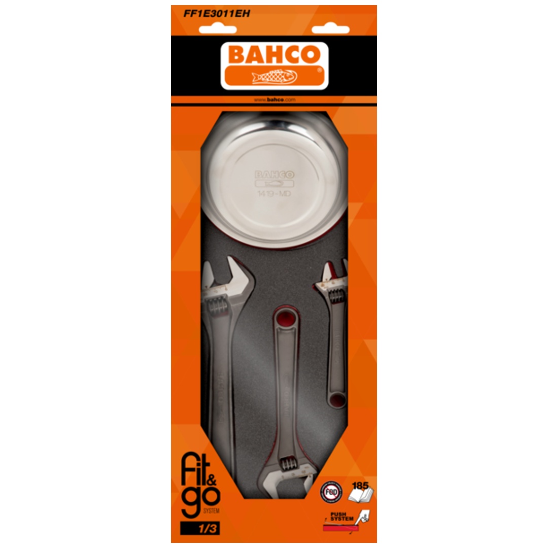 Bahco Fit&Go 1/3 Schaumstoffeinlage, Magnetschale und Rollgabelschlüsselsatz - 4-tlg.