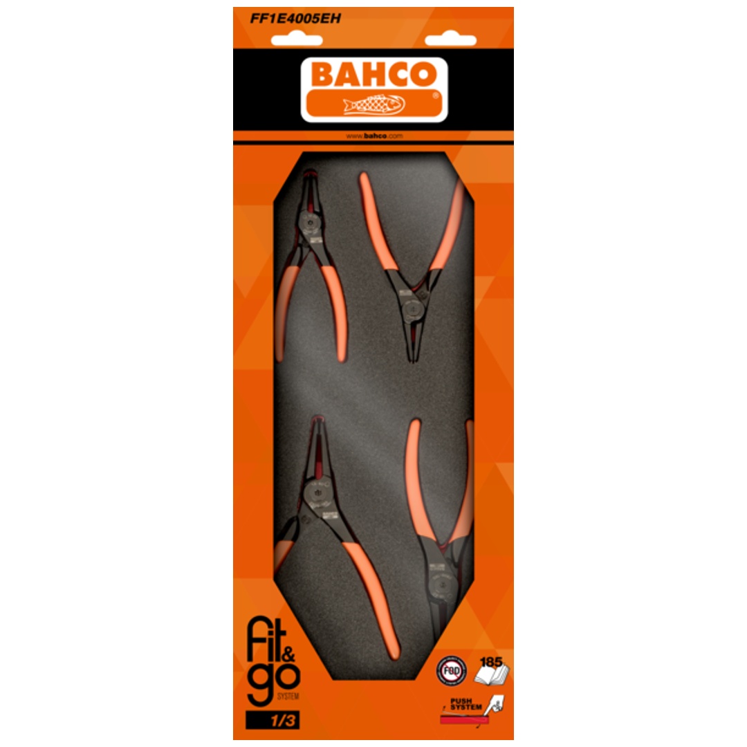 Bahco Fit&Go 1/3 Schaumstoffeinlage, Sicherungsringzangen-Satz - 4-tlg.