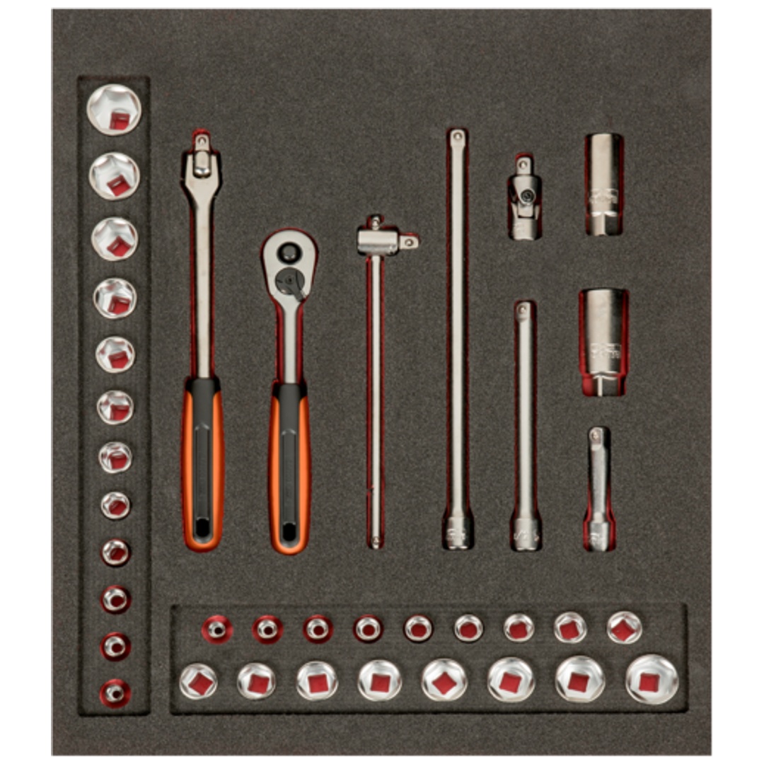 Bahco Fit&Go 2/3 Einlage mit 3/8-Steckschlüssel-Einsätzen - 38-tlg.