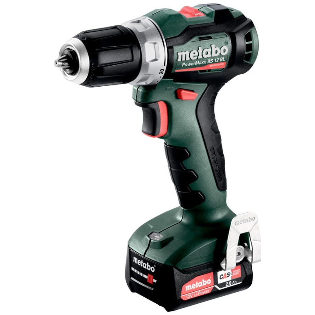 Metabo Akku-Bohrschrauber PowerMaxx BS 12 BL, metaBOX 118, 12V 2x2Ah Li-Power + SC 30, Zubehör
