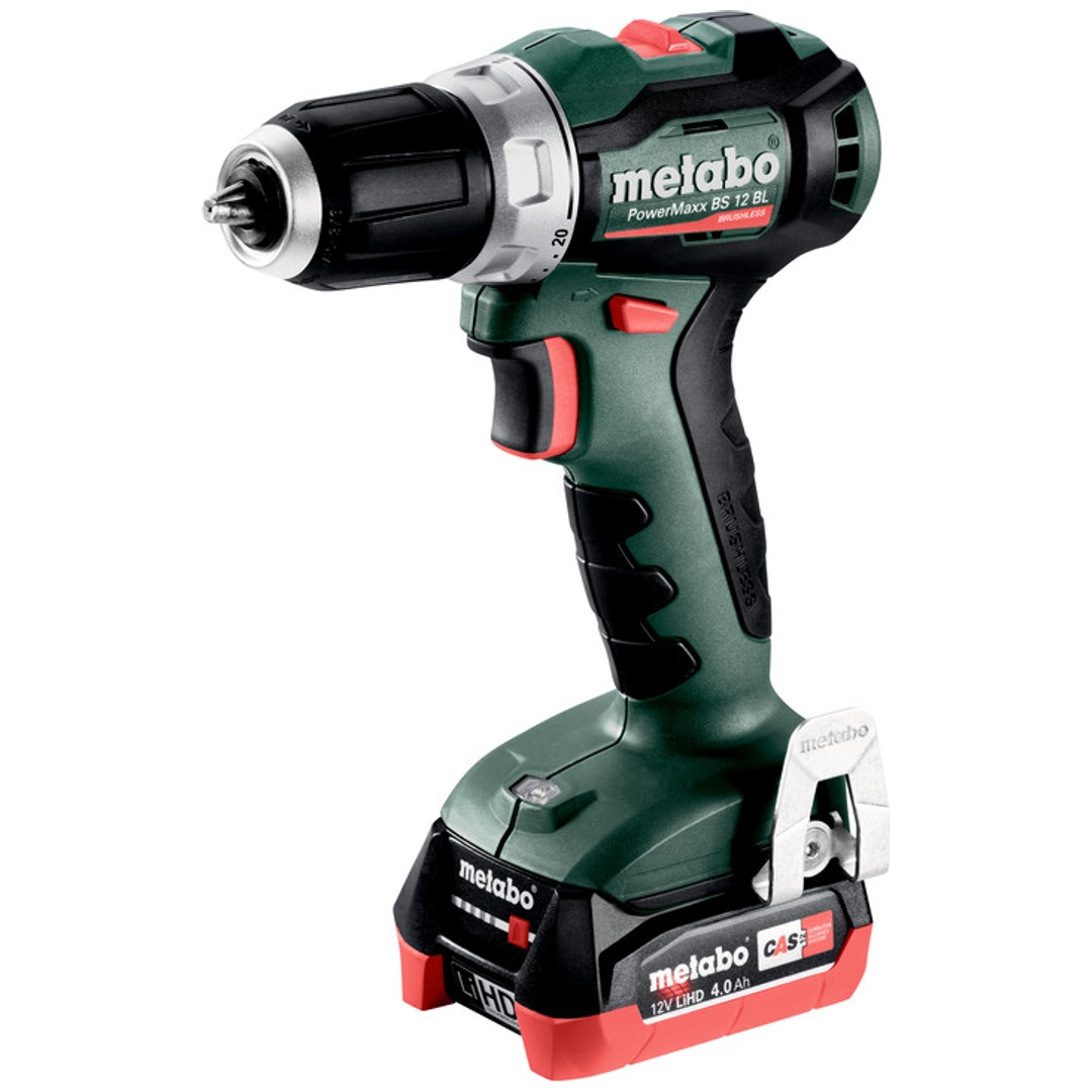 Metabo Akku-Bohrschrauber PowerMaxx BS 12 BL, metaBOX 118, 12V 2x4Ah LiHD + ASC 55, max. Drehmoment weich 20 Nm