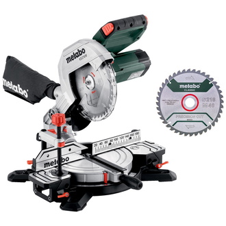 Metabo Kappsäge KS 216 M Set, incl. 2x Sägeblatt, Spänefangsack, Zubehör, Karton