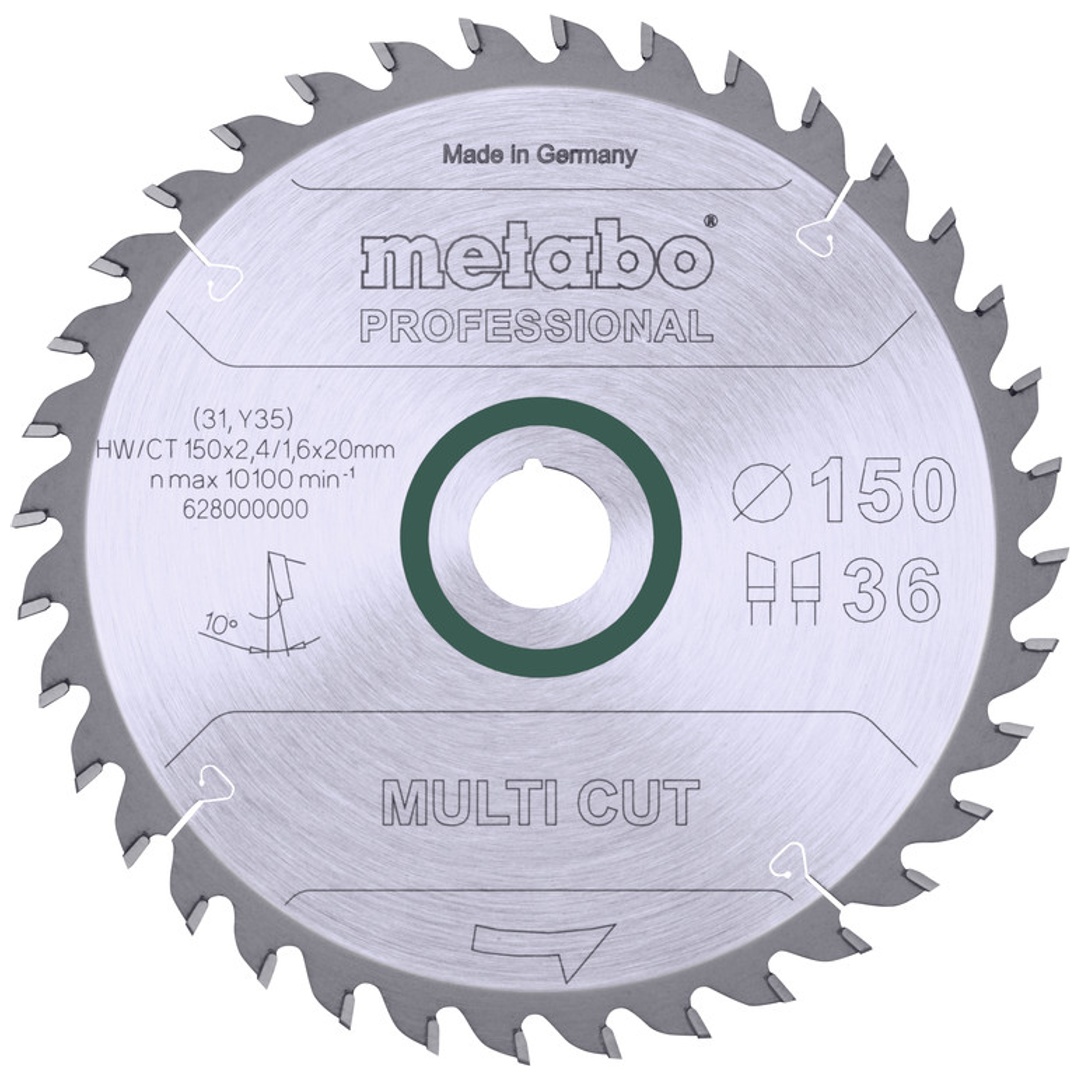Metabo Kreissägeblatt multi cut - professional 150 x 20 x 2,4/1,6, 36 Zähne, Spanwinkel 10