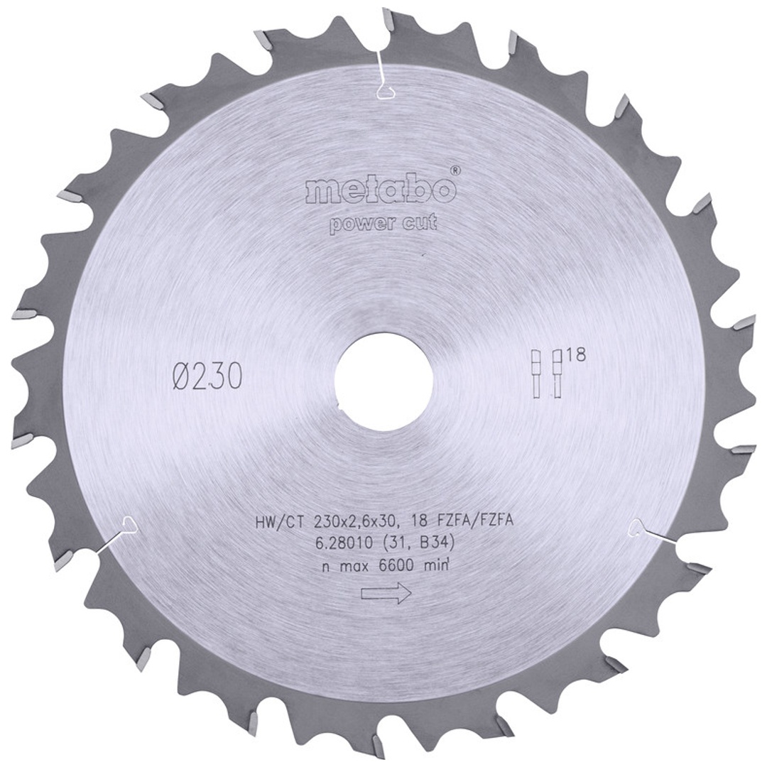 Metabo Sägeblatt power cut wood - professional, 230x30, Z18 FZ/FA 10°