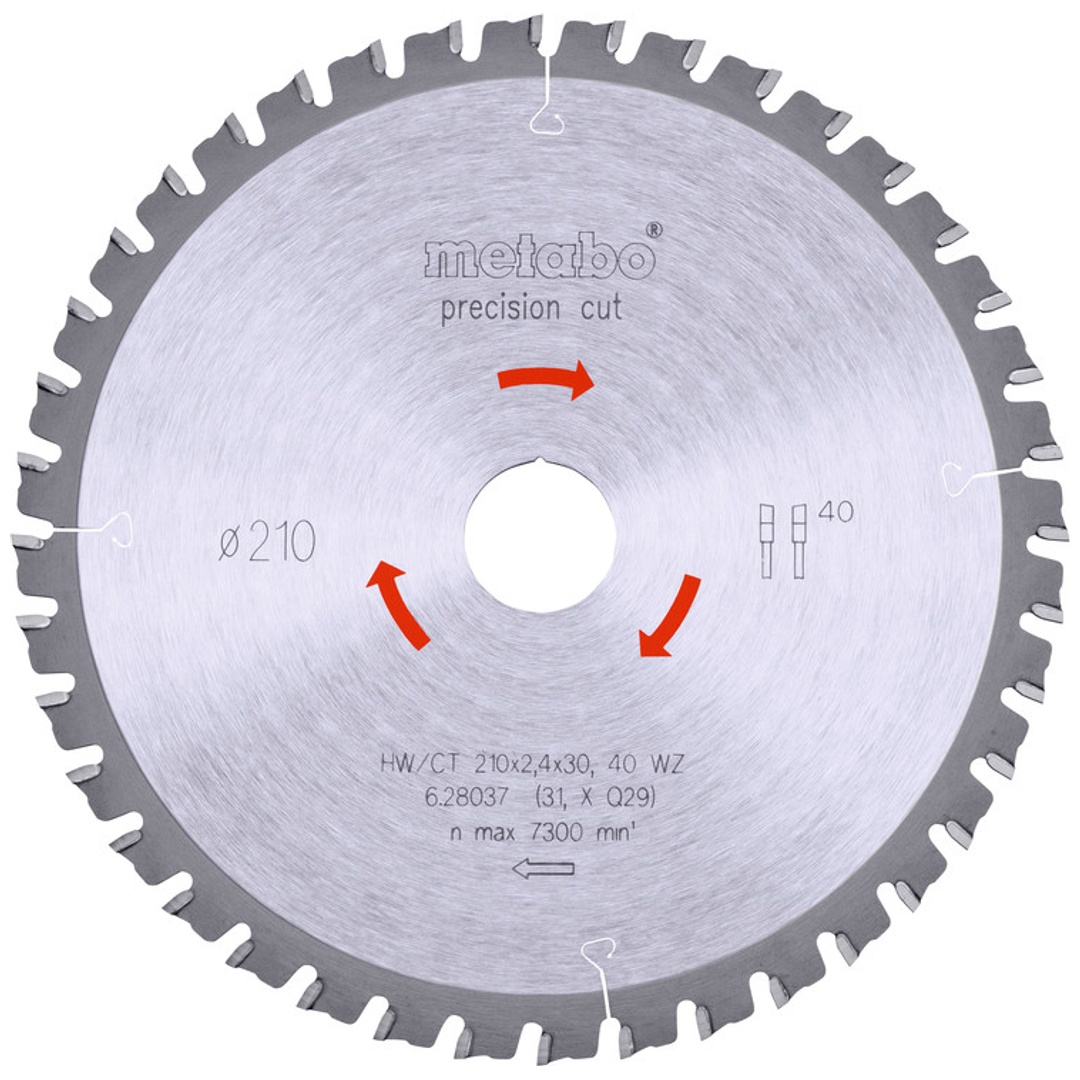Metabo Sägeblatt precision cut wood - professional 210x2,4/1,8x30, Z40, Spanwinkel 3°, Wechselzahn