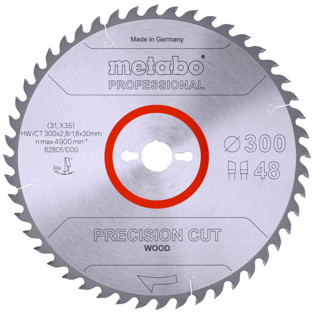 Metabo Sägeblatt precision cut wood - professional 300x2,8/1,8x30, Z48, Spanwinkel 15°, Wechselzahn