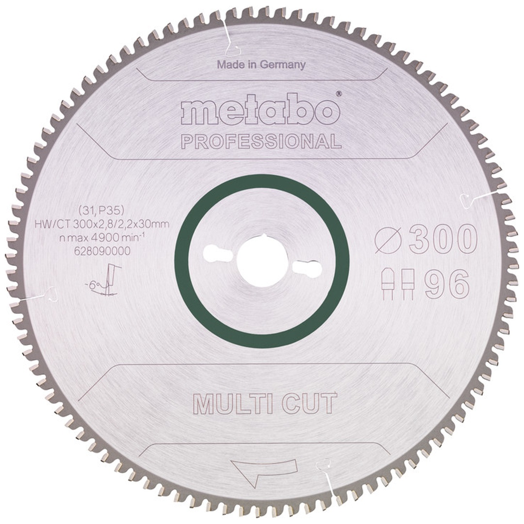 Metabo Kreissägeblatt multi cut - professional 300 x 30 x 2,8/2,2, 96 Zähne, Spanwinkel 6° neg.