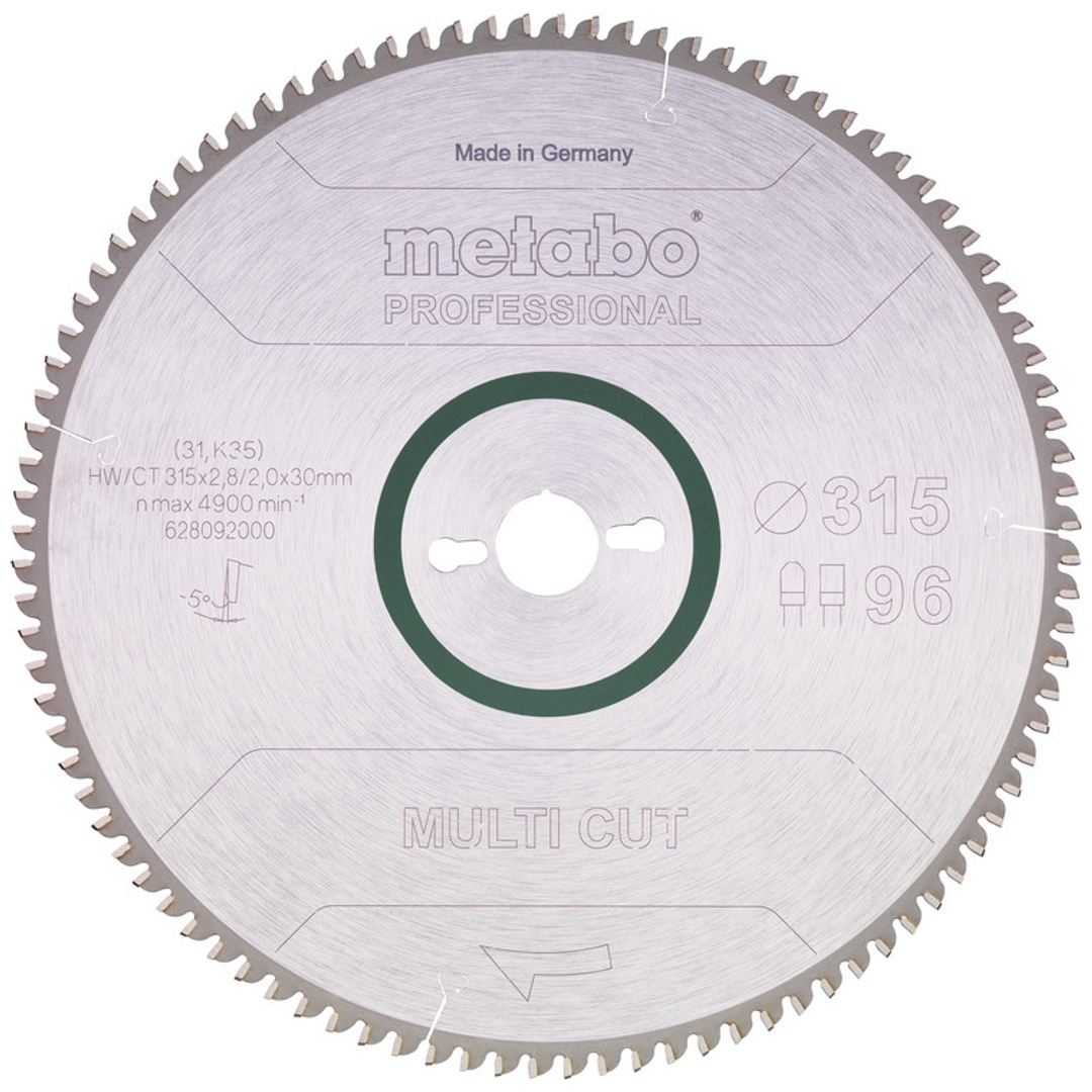 Metabo Kreissägeblatt multi cut - professional 315 x 30 x 2,8/2, 96 Zähne, Spanwinkel 5° neg.