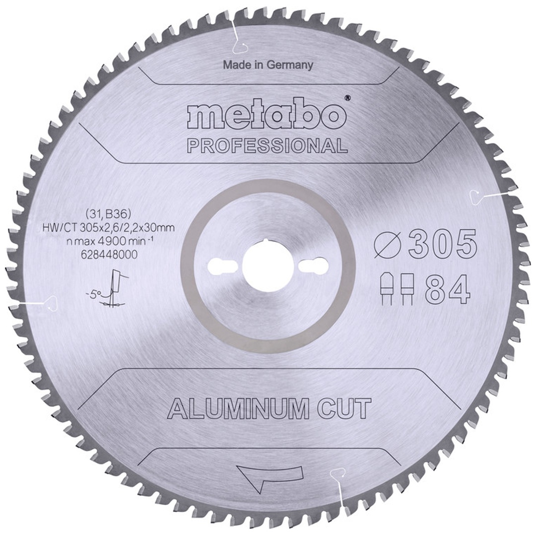 Metabo Sägeblatt aluminium cut - professional, 305x30 Z84 FZ/TZ 5°neg