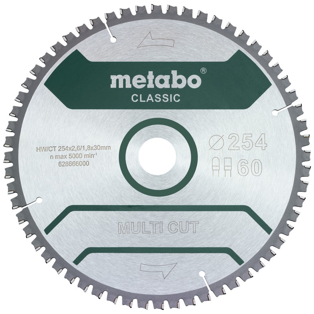 Metabo Sägeblatt multi cut - classic, 254x30 Z60 FZ/TZ 5°neg /B