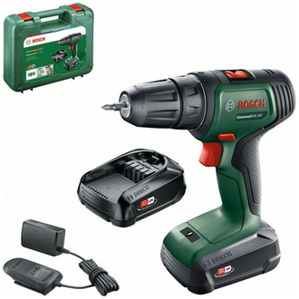 Bosch Akku-Zweigang-Bohrschrauber UniversalDrill 18V, incl. 2x Akku PBA 1,5 Ah, Ladegerät, Bit, Tragekoffer